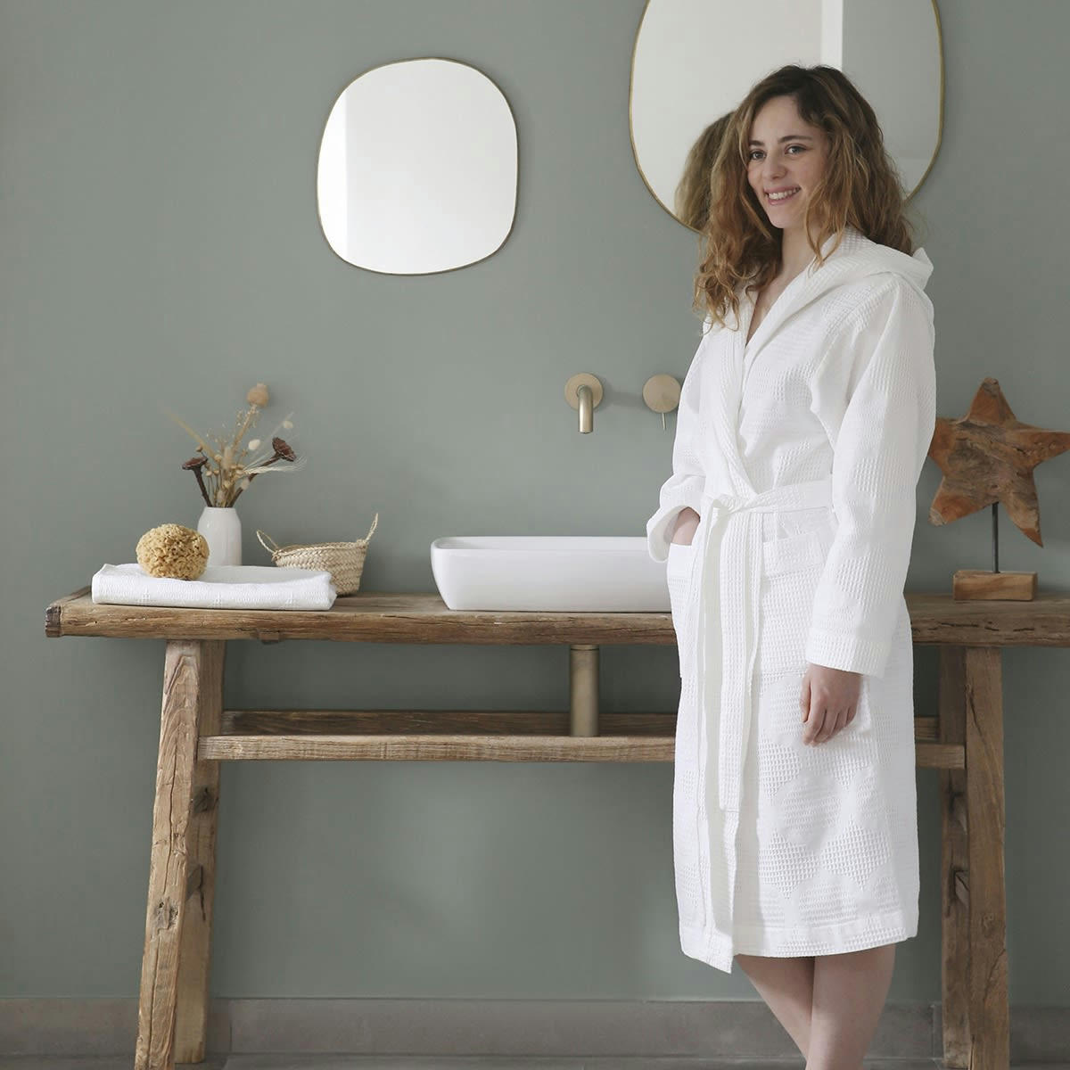 HERA - Peignoir en coton blanc S