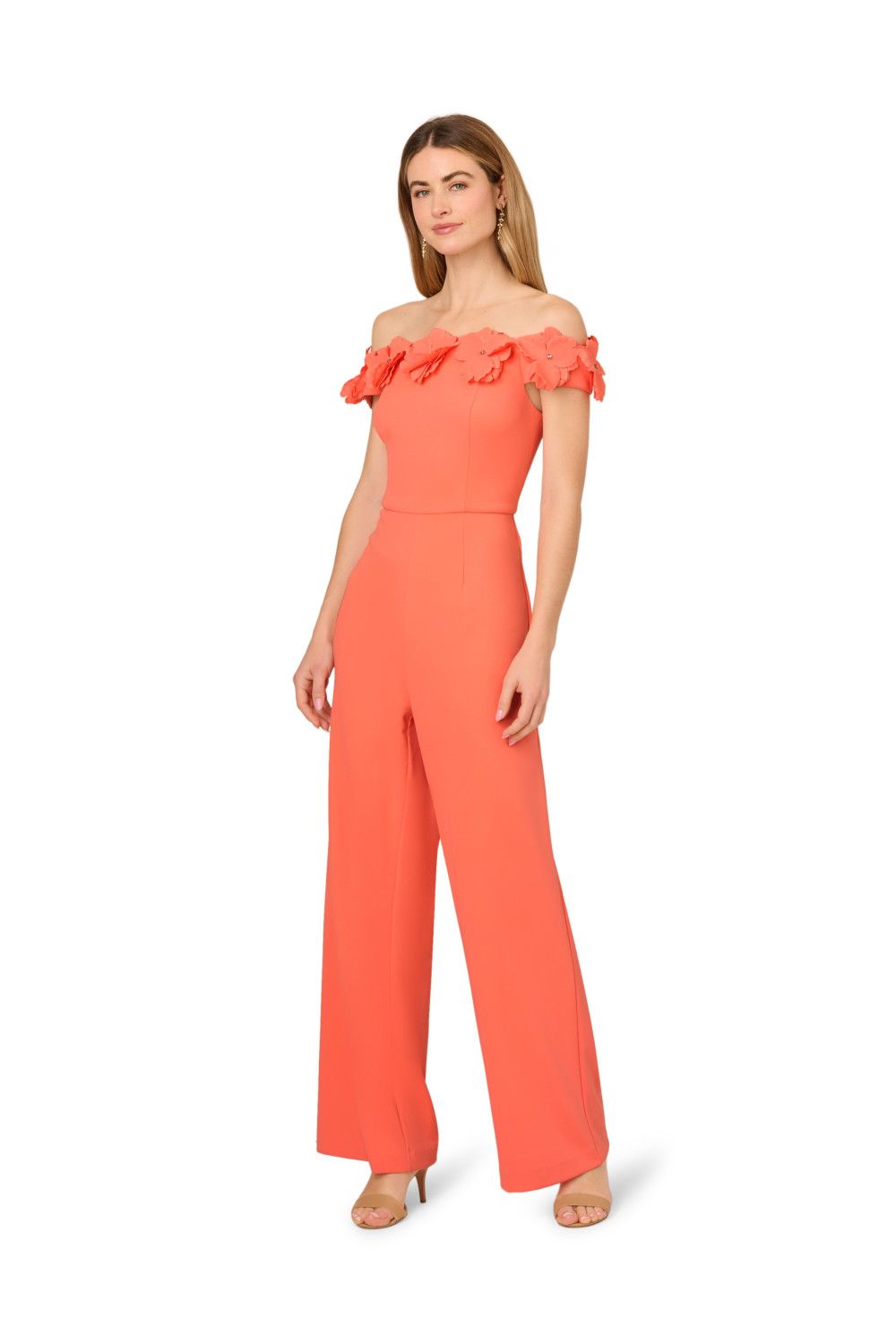 Adrianna Papell Crepe Rosette Jumpsuit