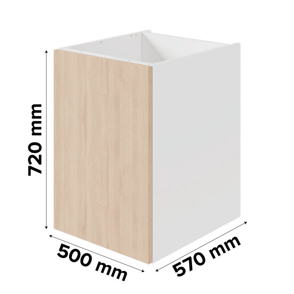 Meuble bas de cuisine avec 1 porte GoodHome Chia effet chêne clair et blanc L. 50 x H. 72 cm
