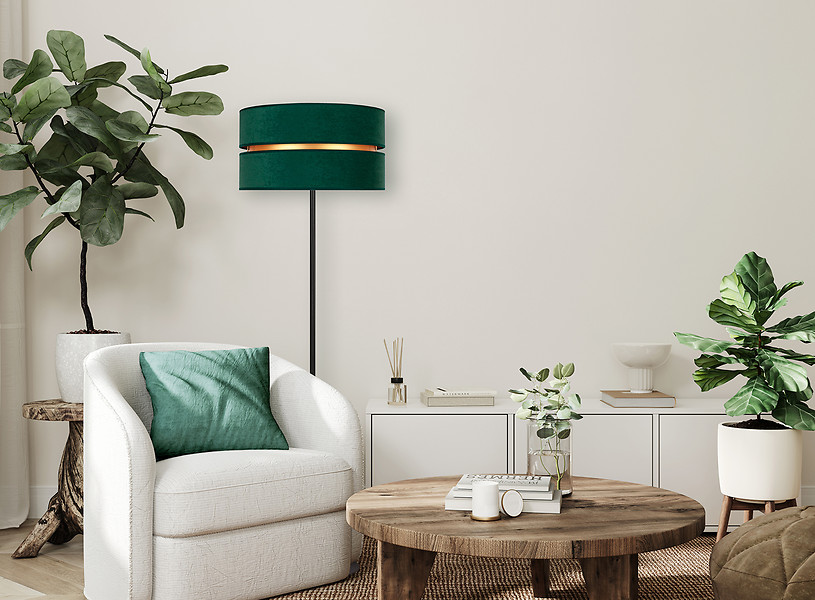 Lampa podłogowa Duo welurowa zielona