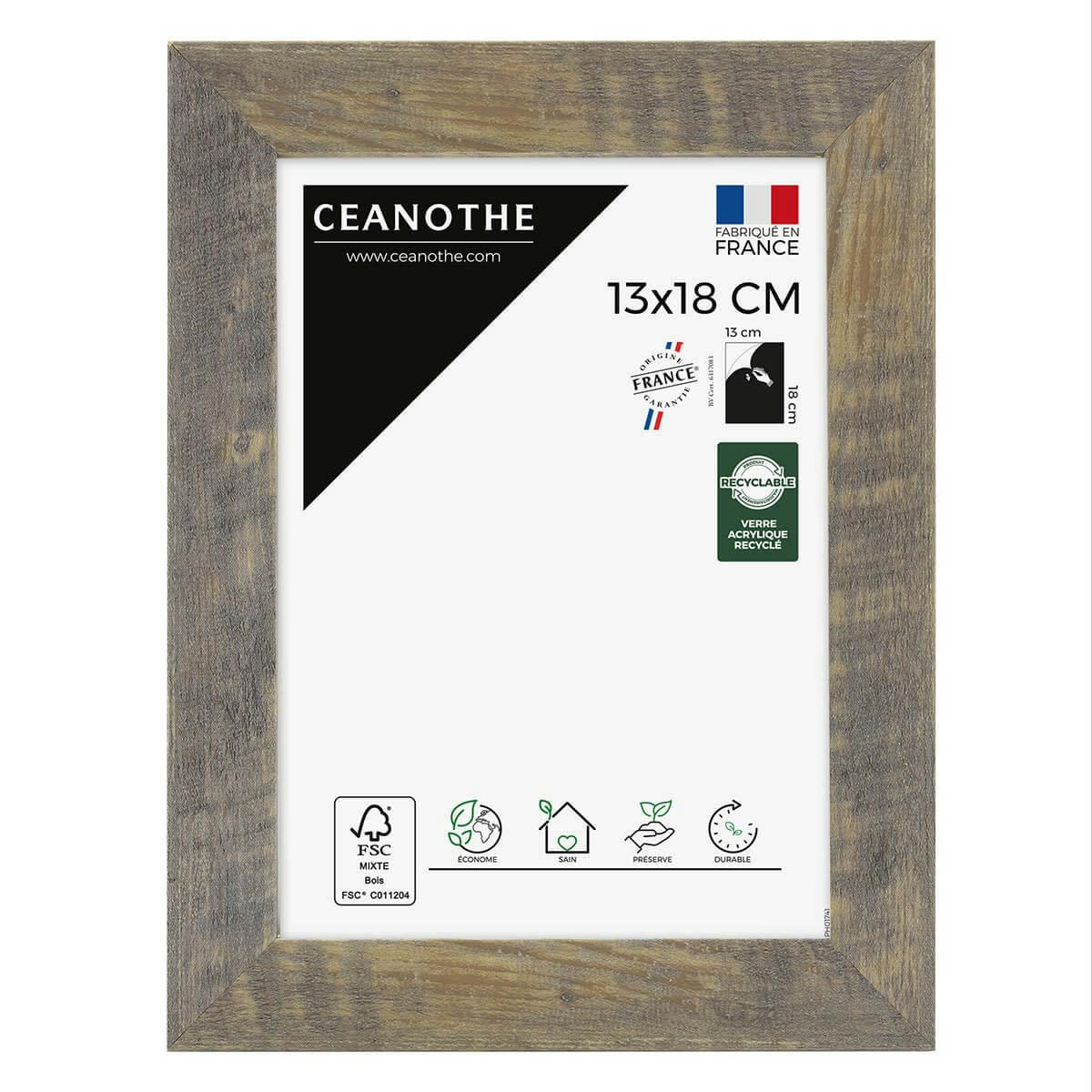 ALIZEE - Cadre photo brun 13x18 cm résine recyclée