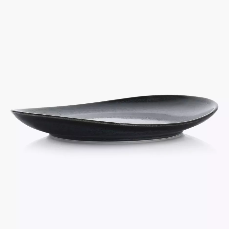 Talerz śniadaniowy DUKA TIME BLACK 22x19 cm grafitowy porcelanowy