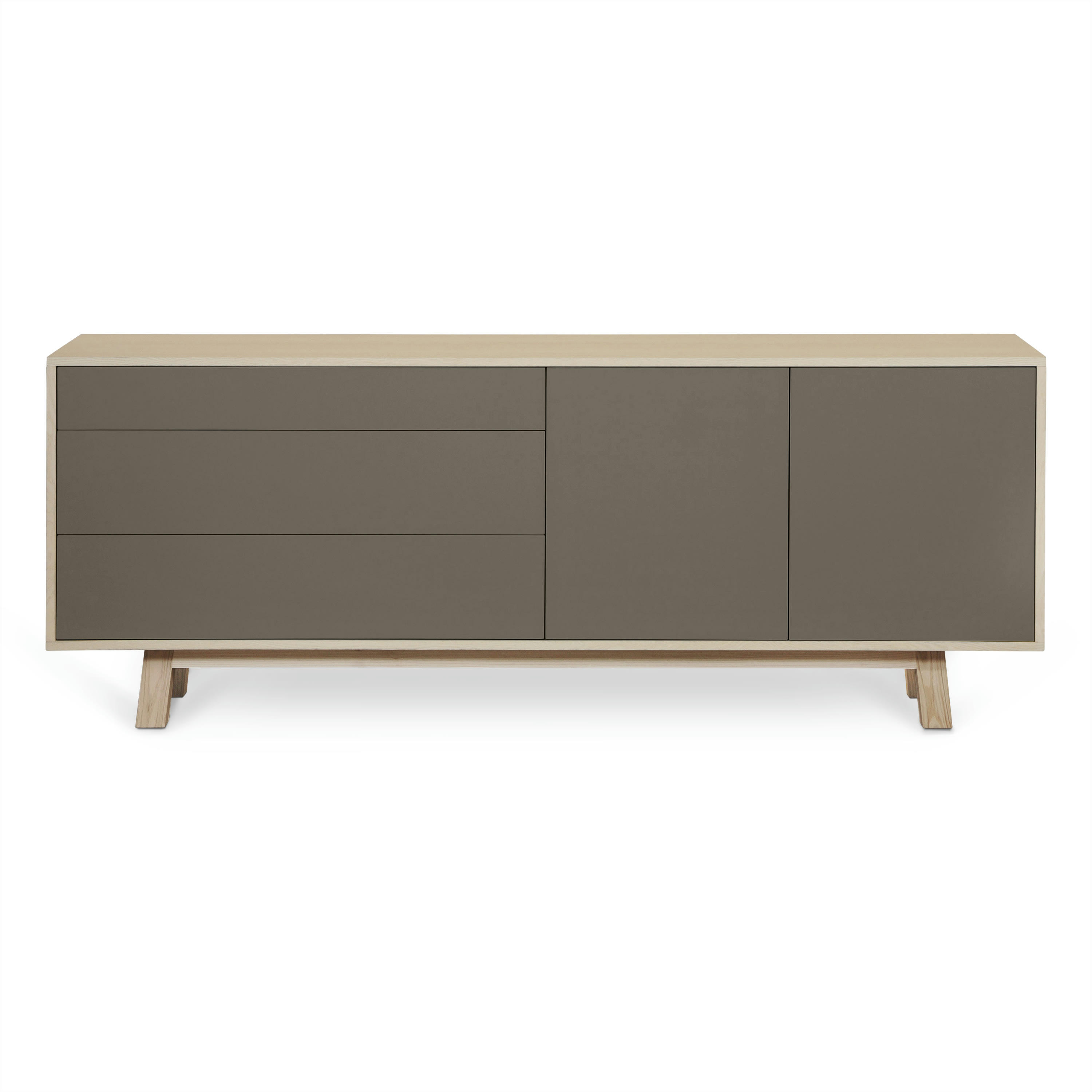 KUBE - Buffet bas 2 portes+3 tiroirs 200 cm, en frêne