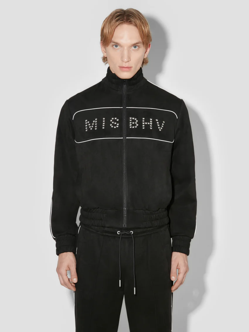 Star Faux Suede Track Jacket