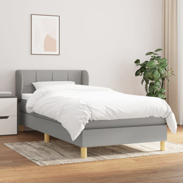 Łóżko Kontynentalne z Materacem Szare do Sypialni Pokoju 90x200 cm