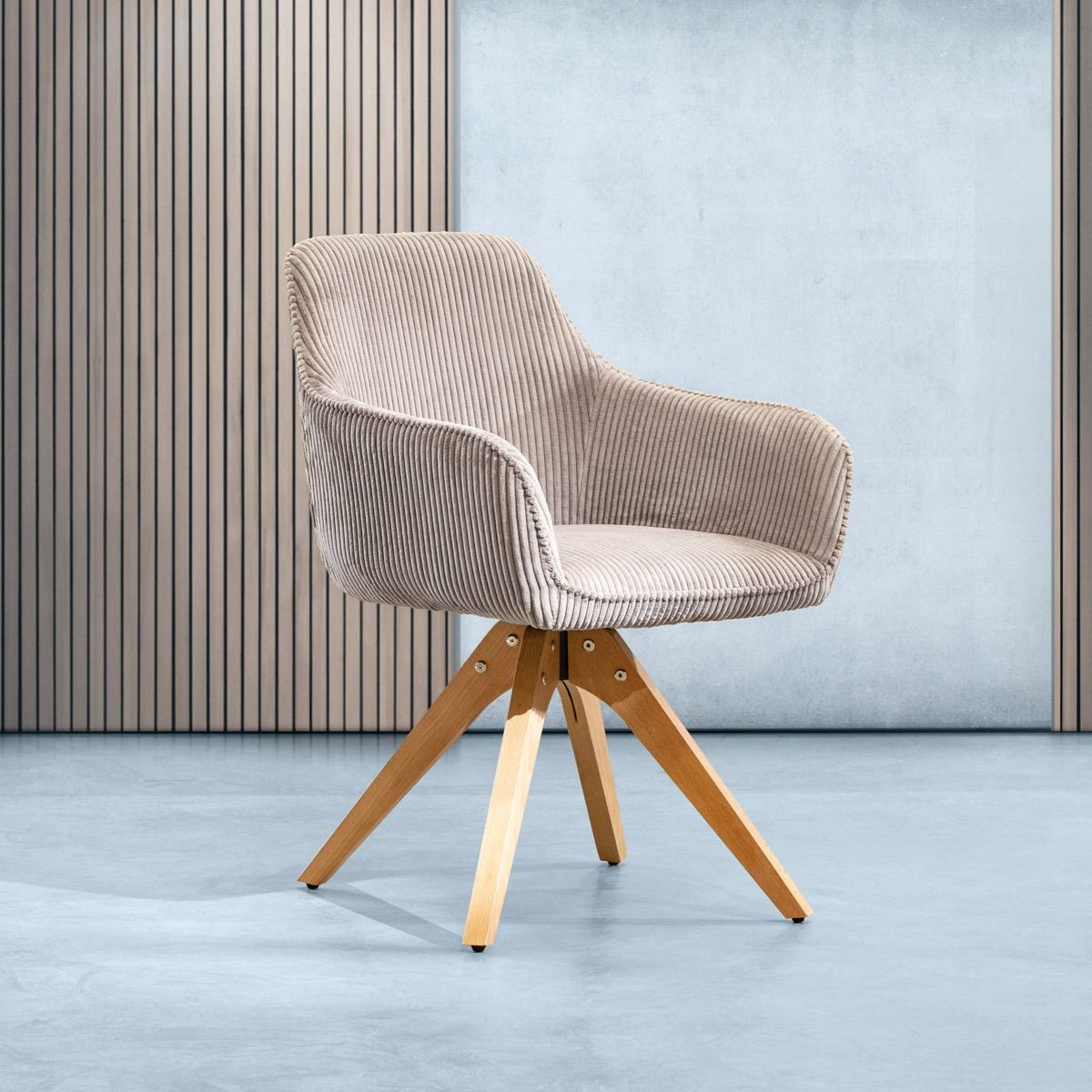 Krzesło PEMA sztruksowe brązowe obrotowe 56x60x82 cm