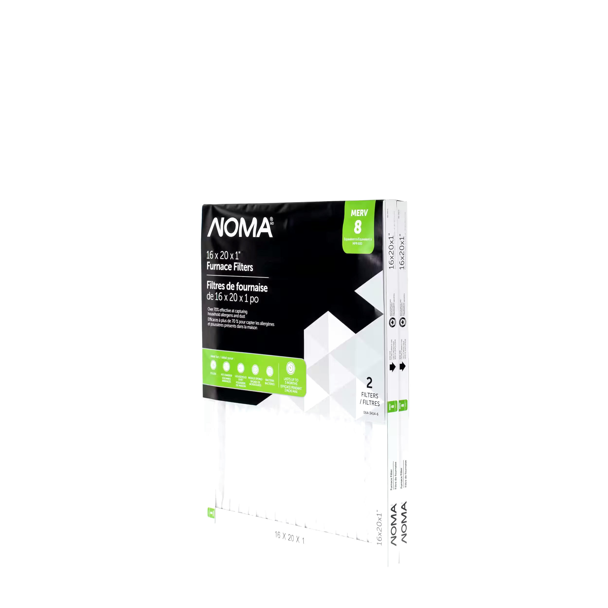 NOMA MERV 8 Furnace Air Filters, 16 x 20 x 1-in, 2-pk