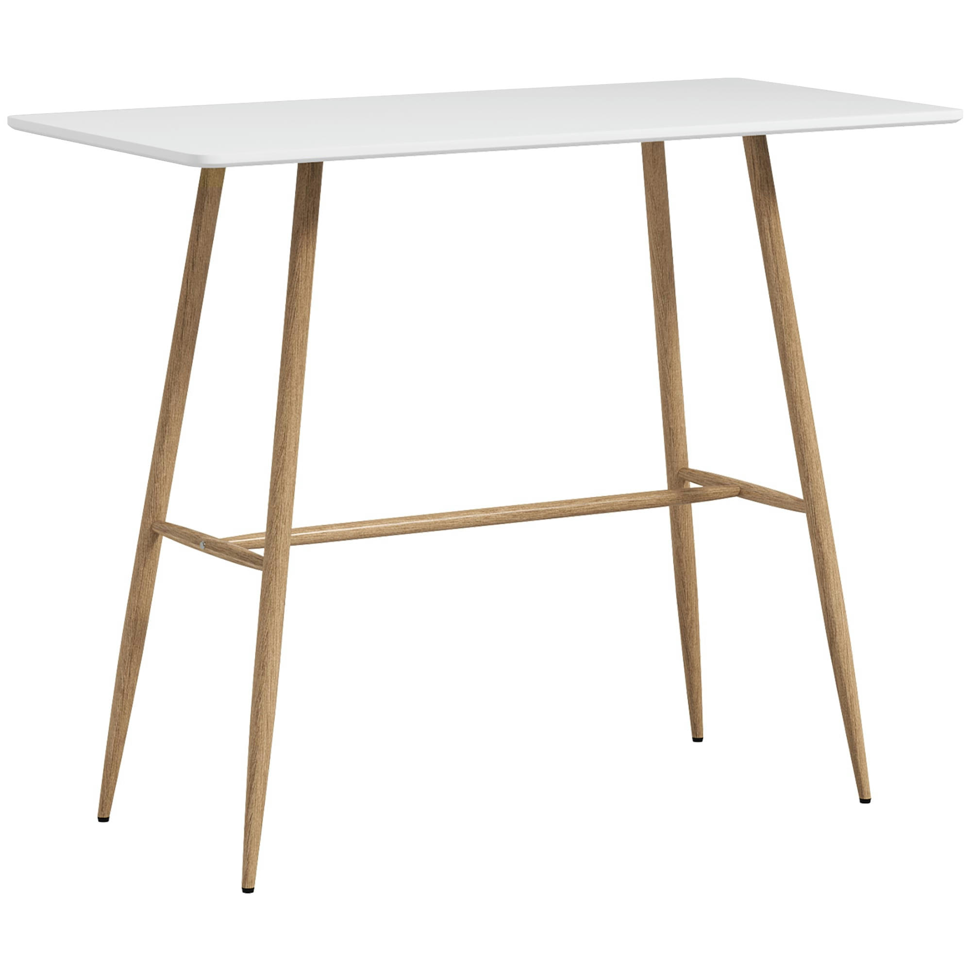- Table de bar rectangulaire scandinave acier aspect bois plateau blanc