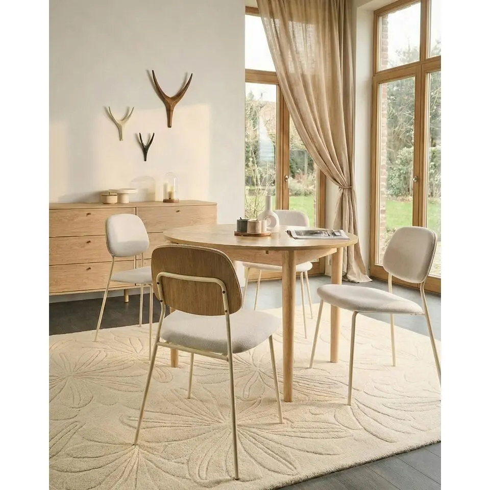RILEY - Set van 4 eetkamerstoelen - Off-white - Polyester