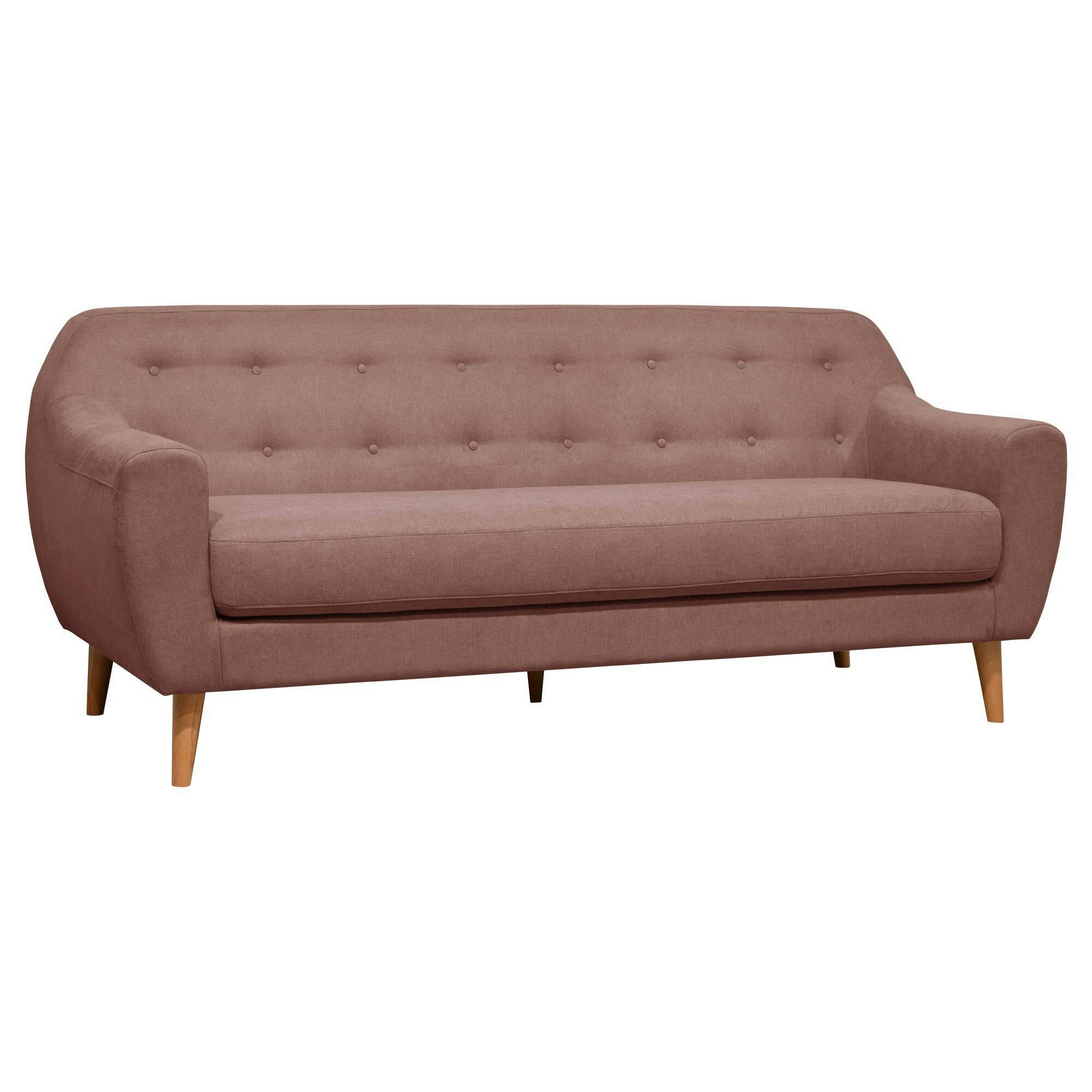 AGATHE - Canapé fixe en tissu 3 places rose