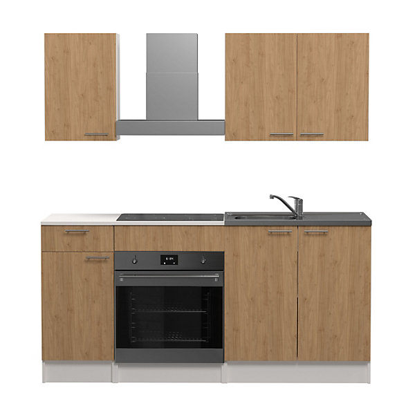 Meuble bas de cuisine pour four avec plan de travail Primalight chêne l. 60 cm x H. 87,9 cm