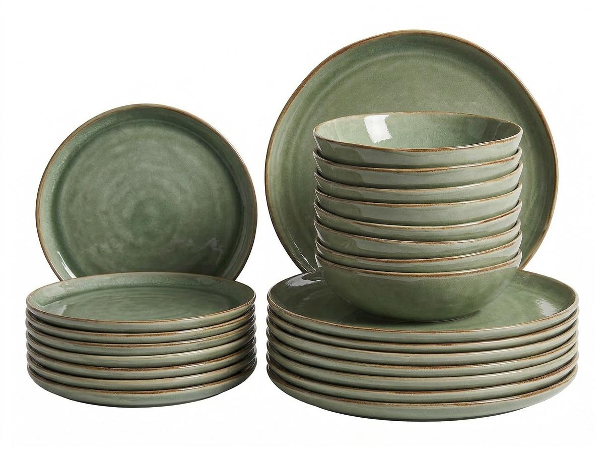 Set of 12 Dinnerware HOPS Stoneware Green