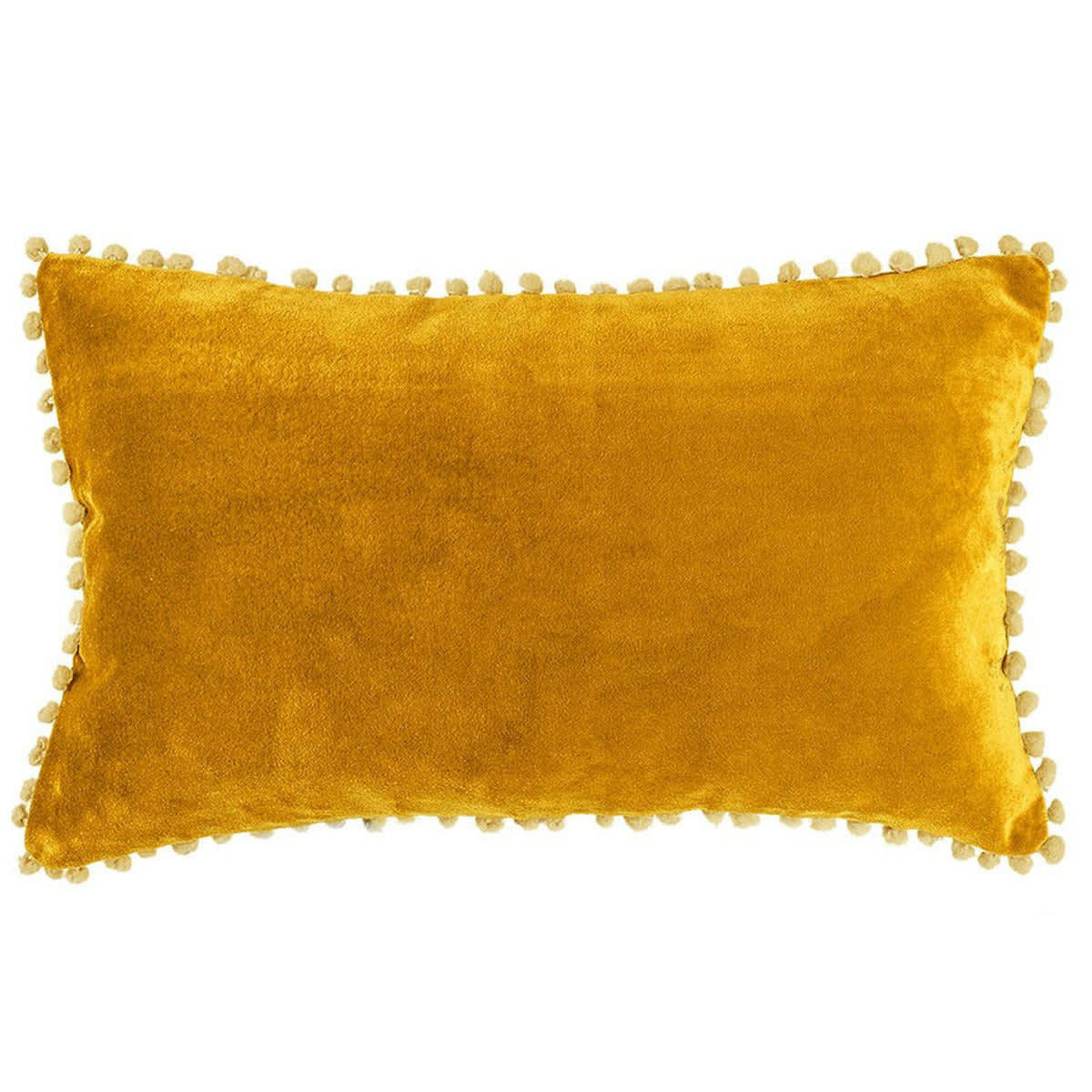 AVORIAZ - Housse de coussin velours de coton  50x30 jaune moutarde