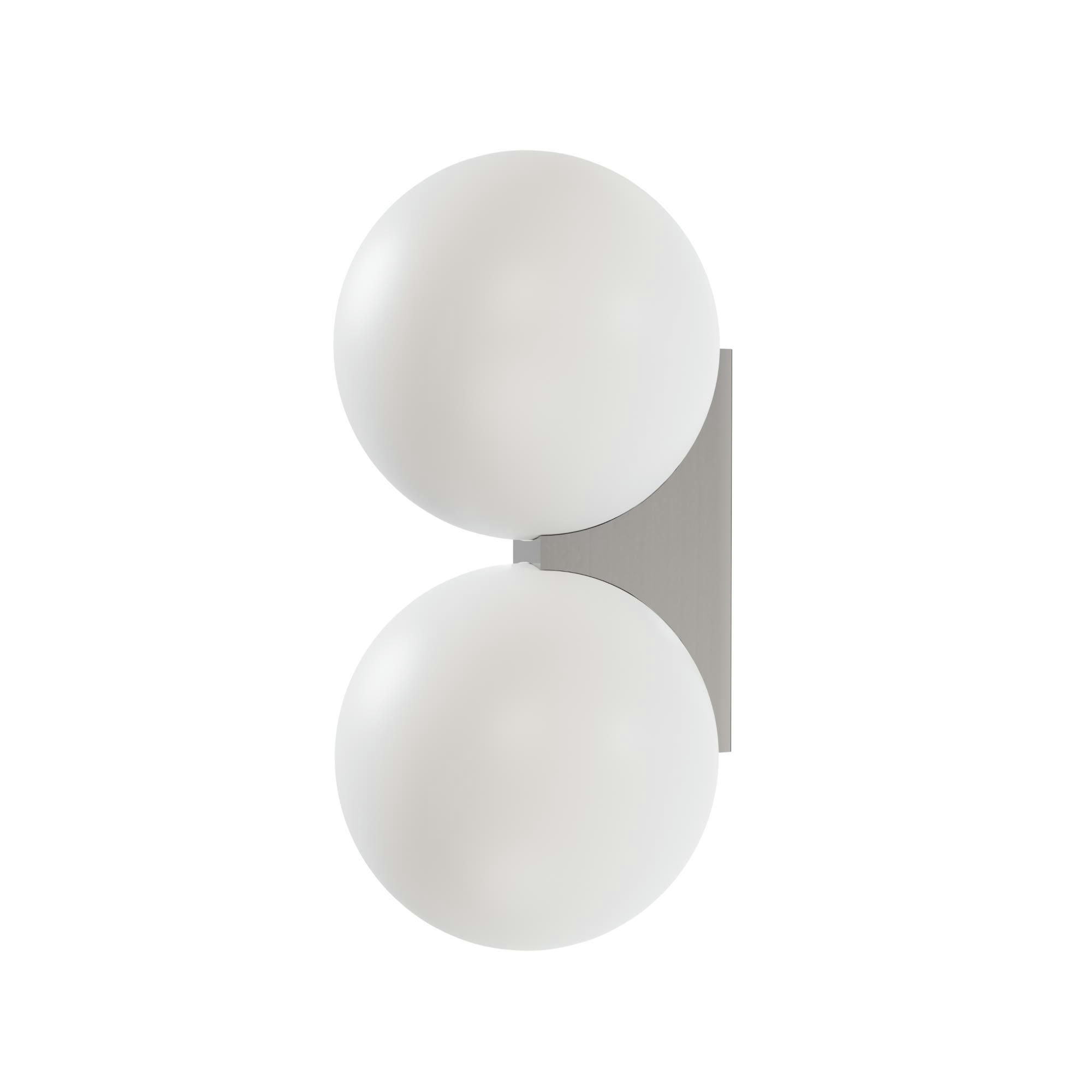 OBI - Applique à double boule en verre opale avec base chromée