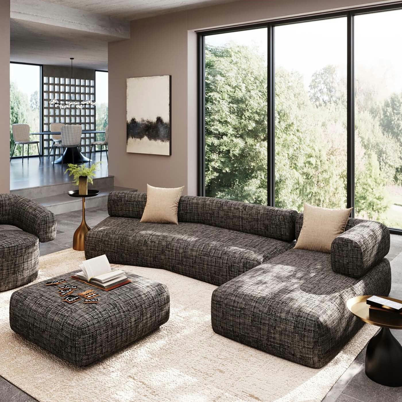 BOW - Canapé d'angle droite Bow noir et blanc Kare Design