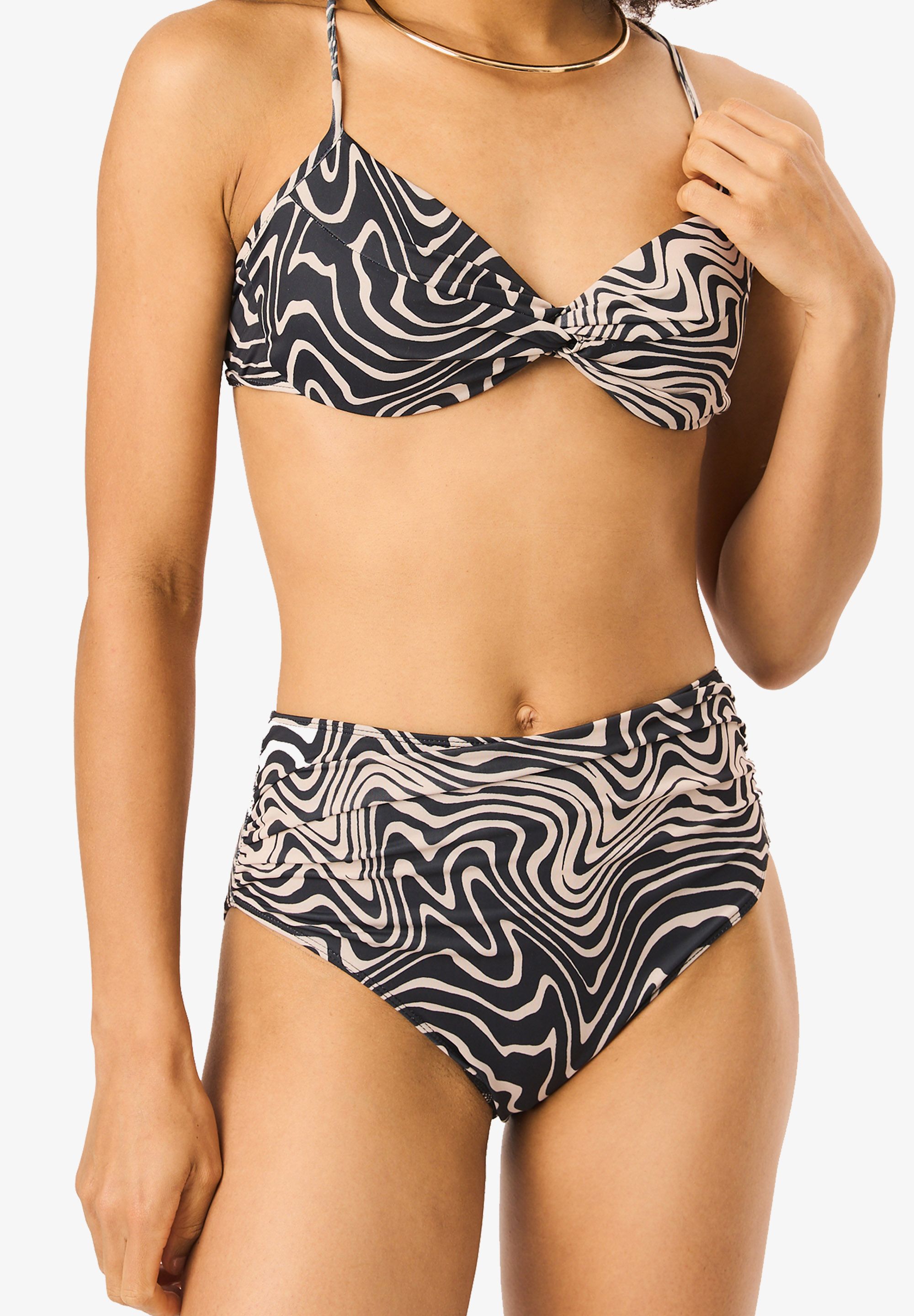 Gini London Mono Swirl Print Underwired Bikini Top