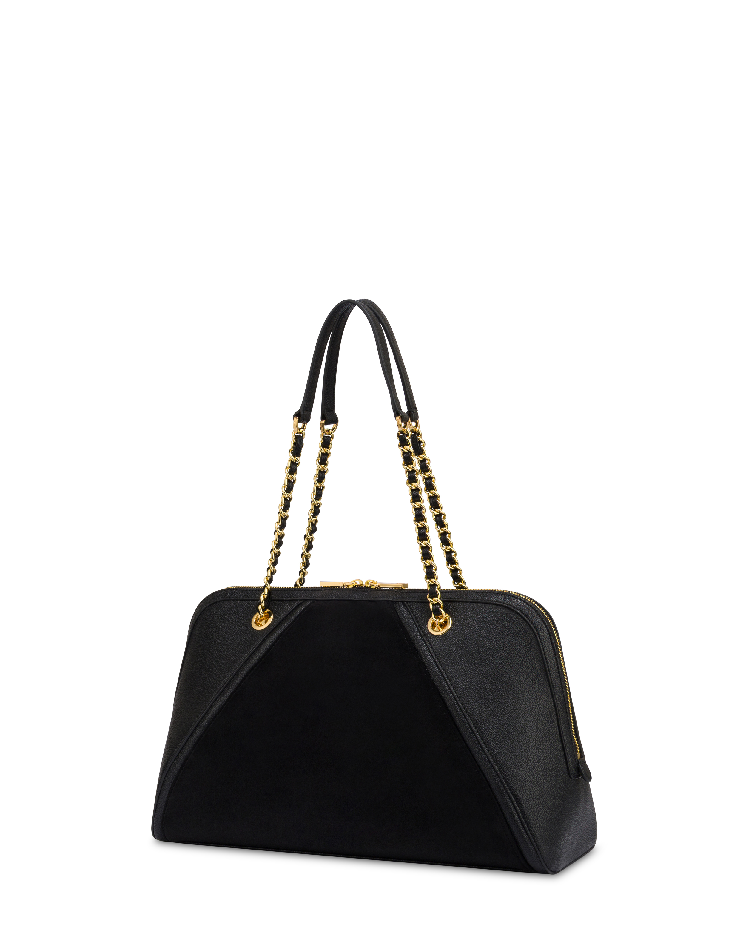 Borsa A Spalla Frame In Mini Grained Pu E Fabric Suede Nero/nero