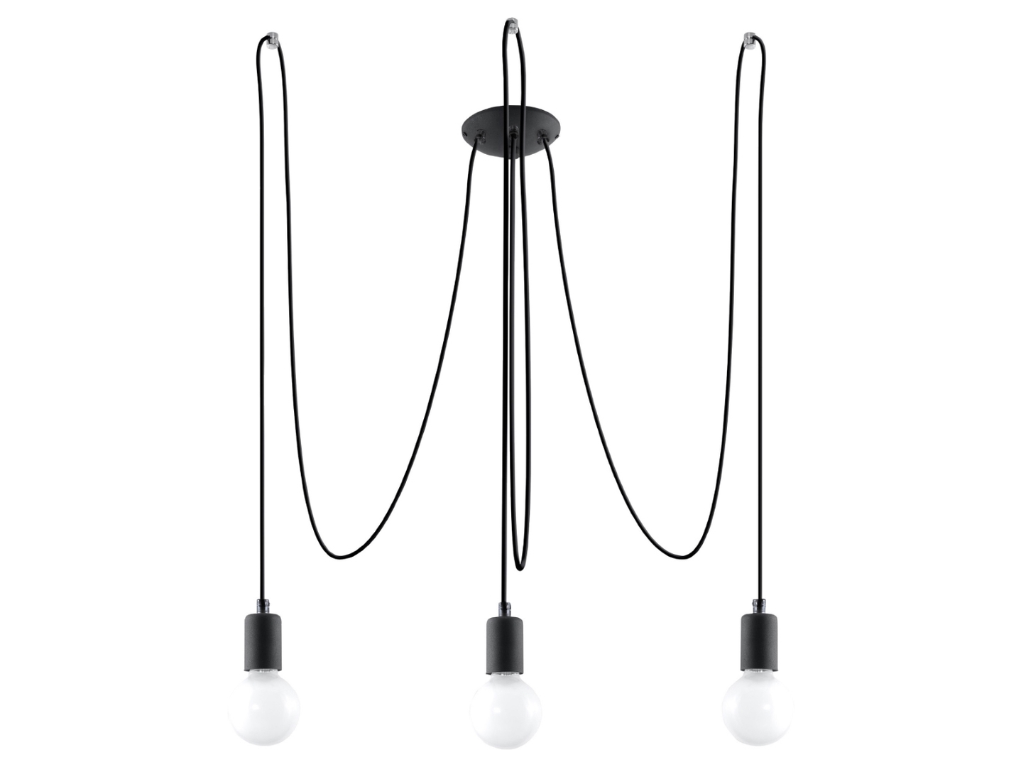 Lampa wisząca Edison 3-punktowa tkaninowa czarna