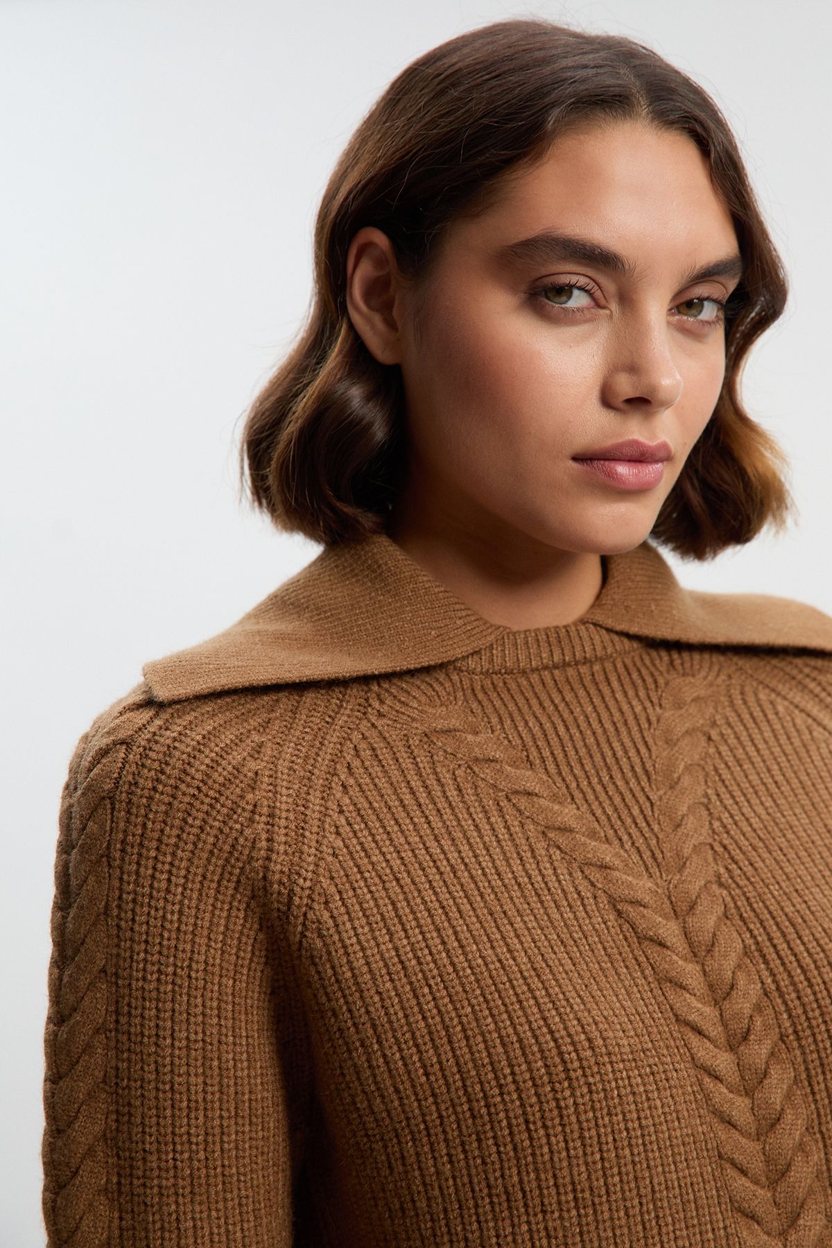 KarenMillen Cable Stitch Fly Collar Jumper