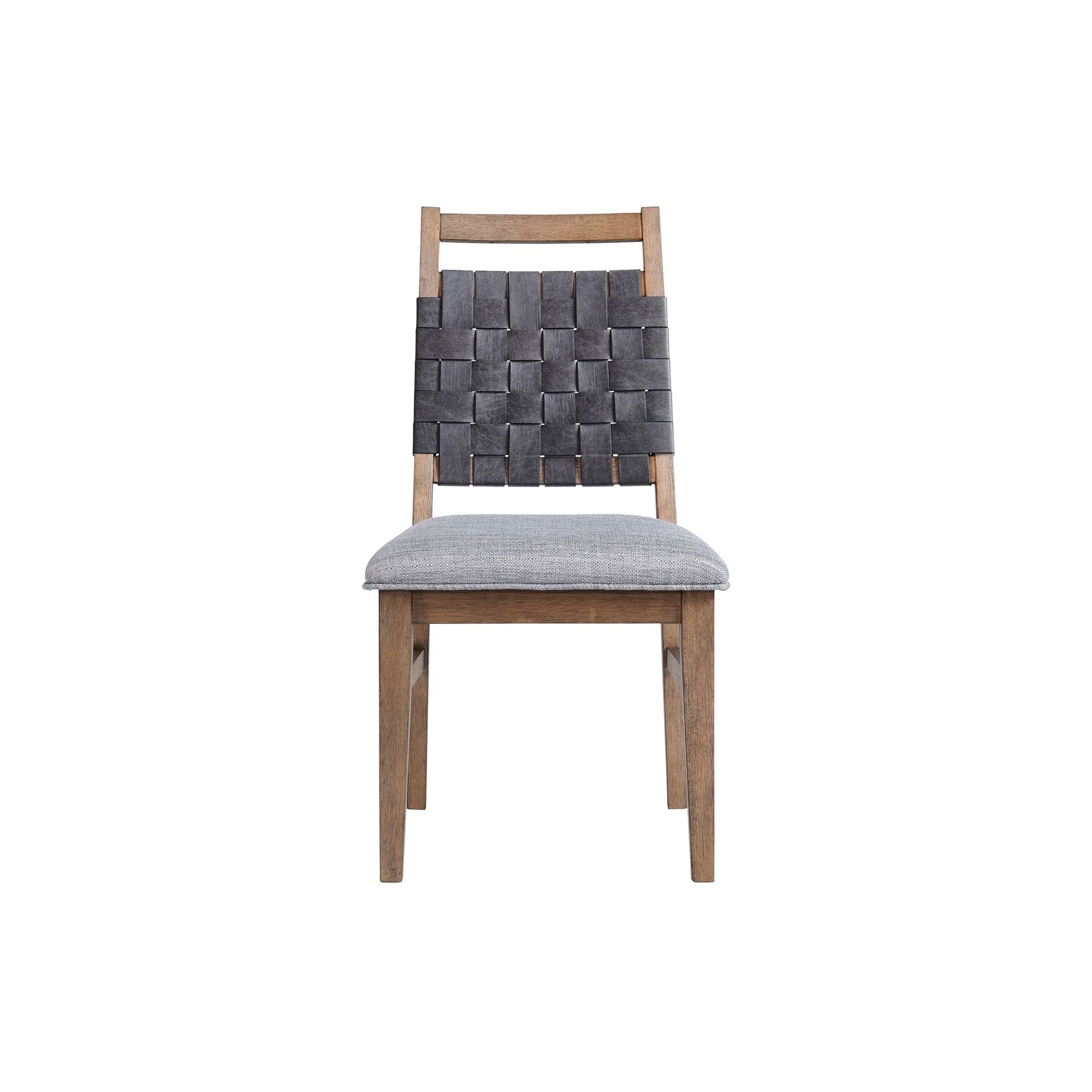 Oslo Side Chair with Woven Back and 4 Legs, Weathered Chestnut, Set of 2
