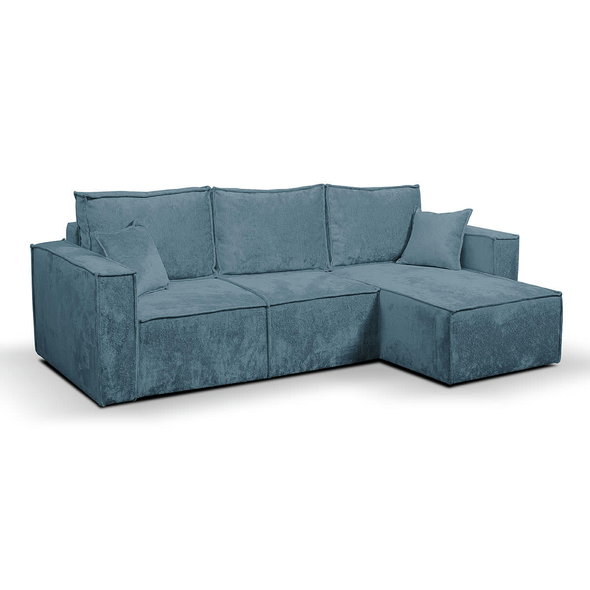 - Canapé d'angle réversible convertible 3 places coffre velours bleu