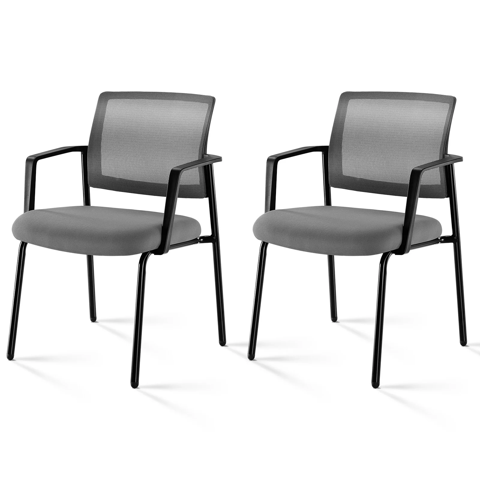 Mesh Back Stacking Arm Chairs , Upholstered Fabric Stacking Chairs, Sturdy Metal Stacking Chairs,2 pack