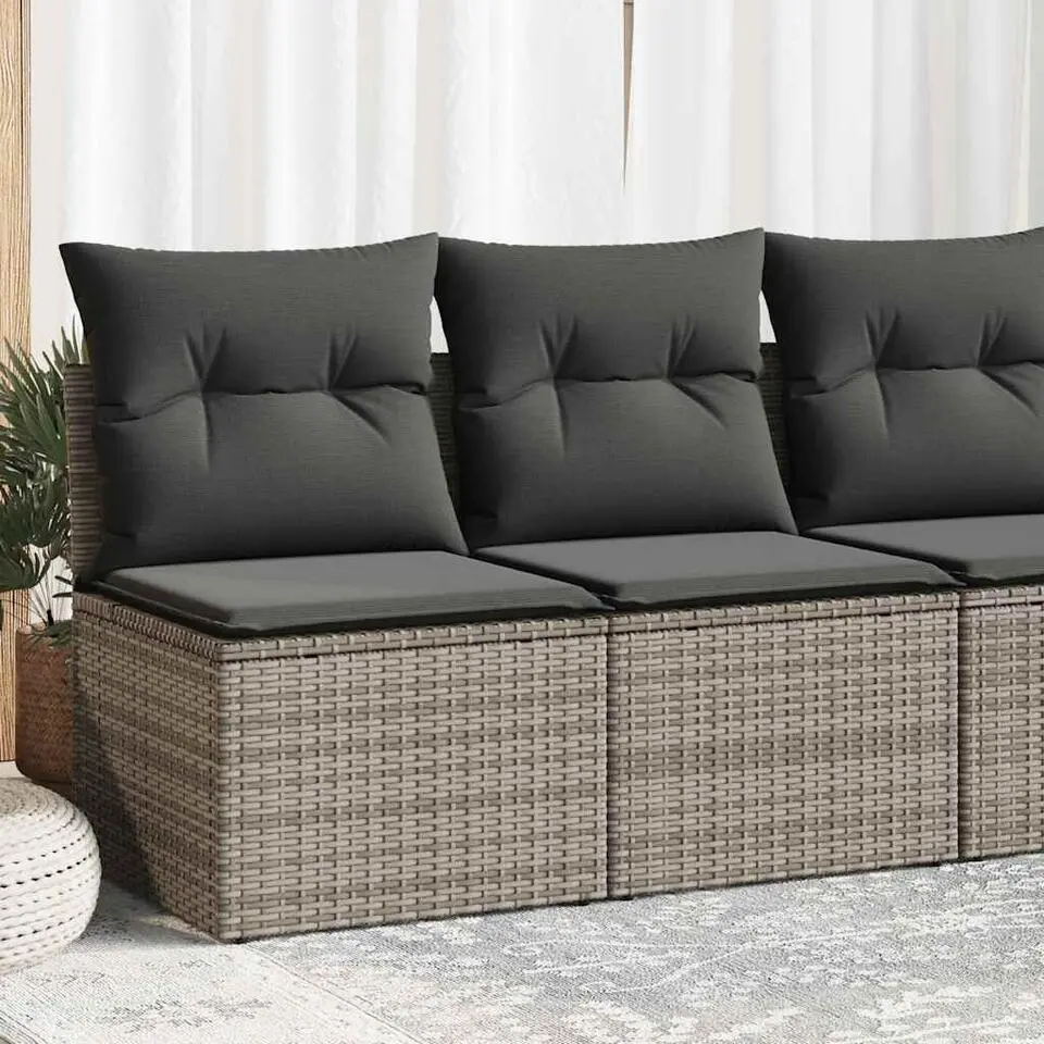 vidaXL Loungebank 2 zits met kussens poly rattan - Grijs 110x62x69 cm