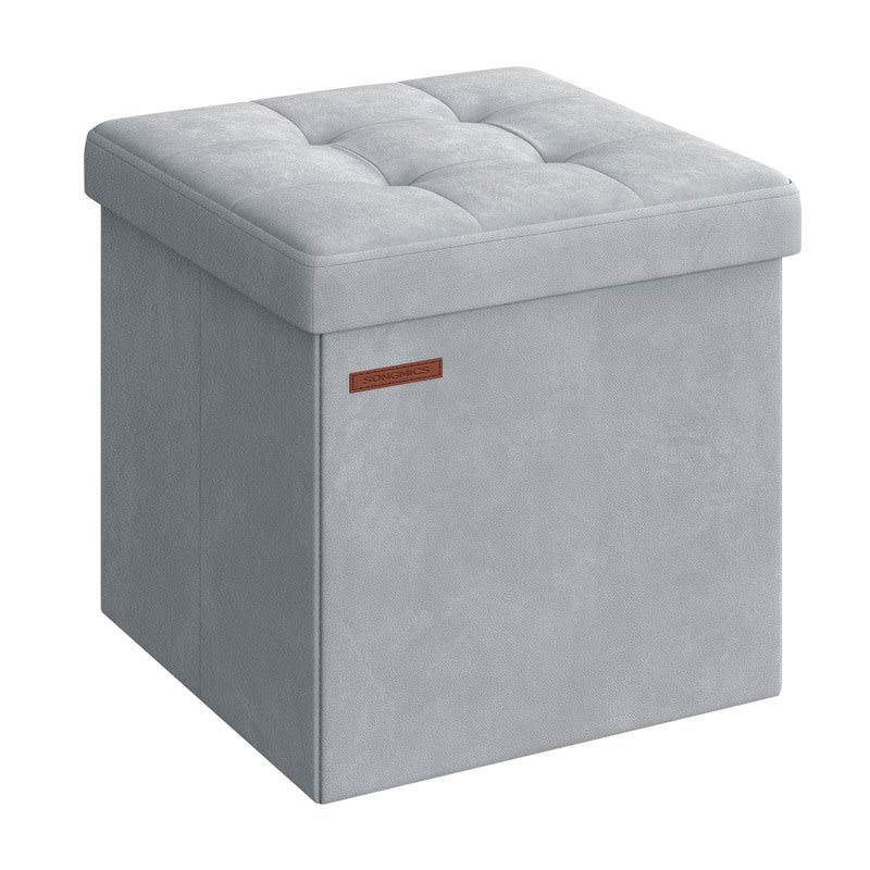 - Banc de rangement mdf velours 38 x 38 x 38 cm gris tourterelle