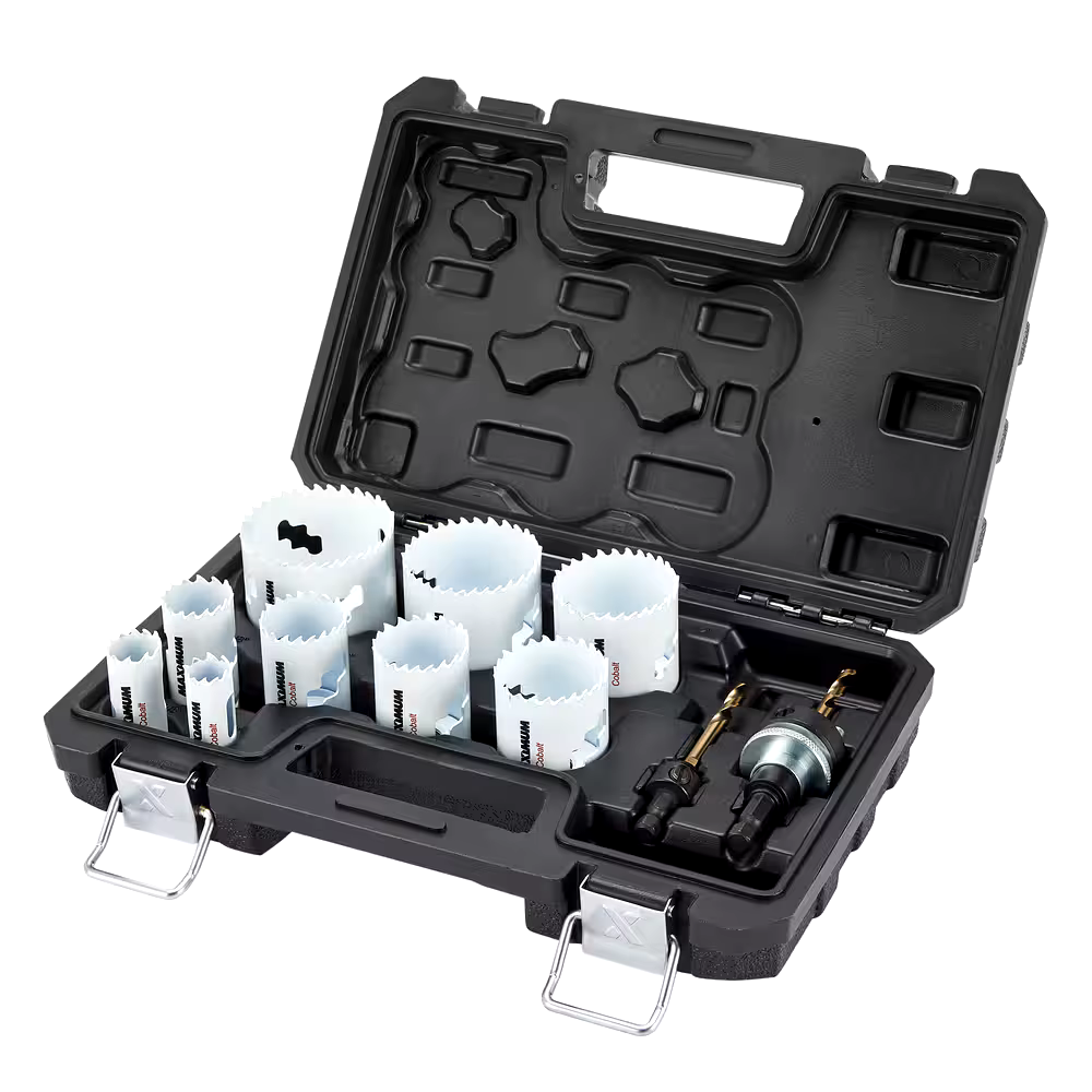 MAXIMUM M42 Bi-Metal Cobalt Hole Saw Set for Wood, Metal, Steel, 13-pc