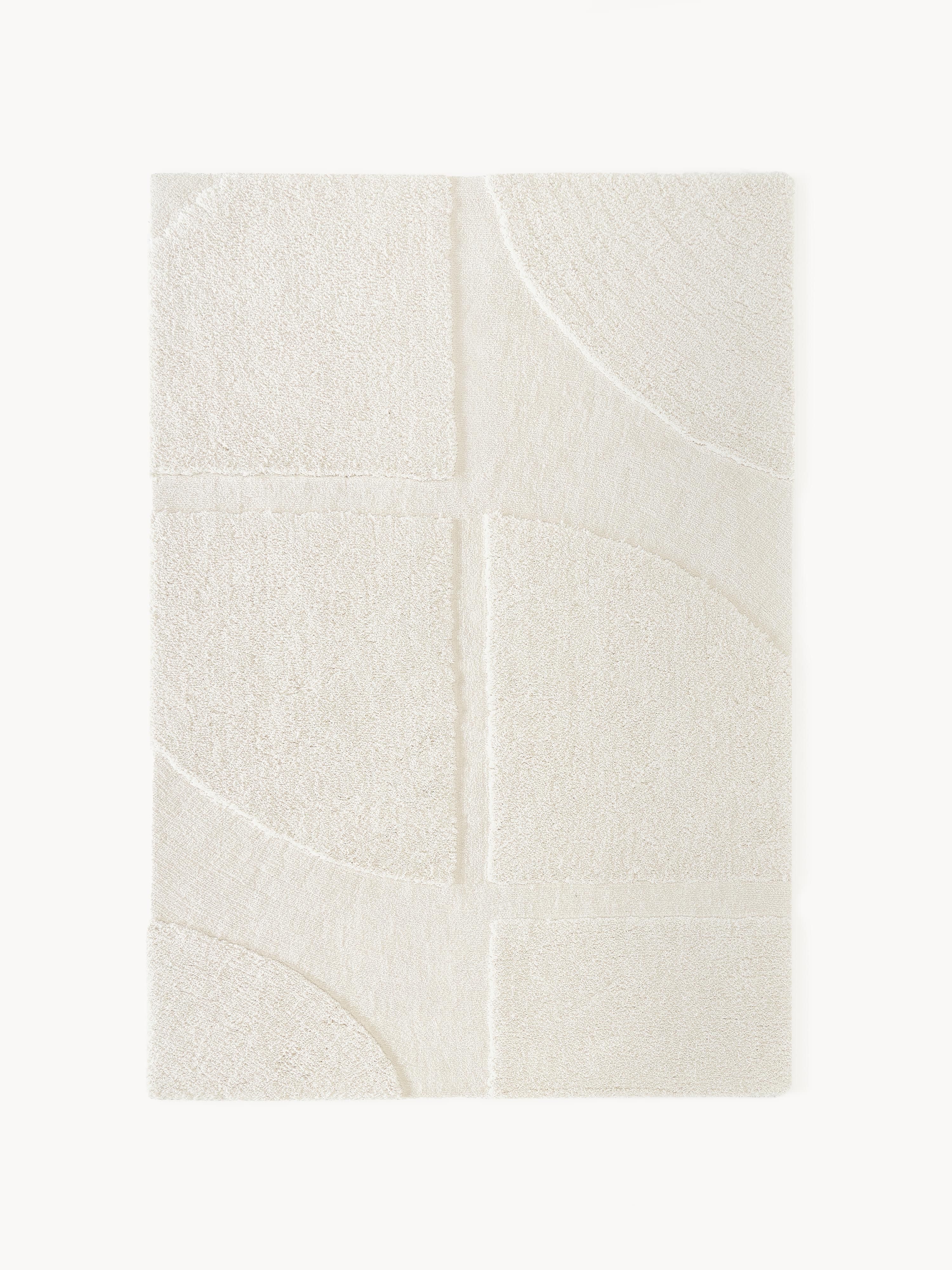 Flauschiger Hochflor-Teppich Jade mit erhabener Hoch-Tief-Struktur