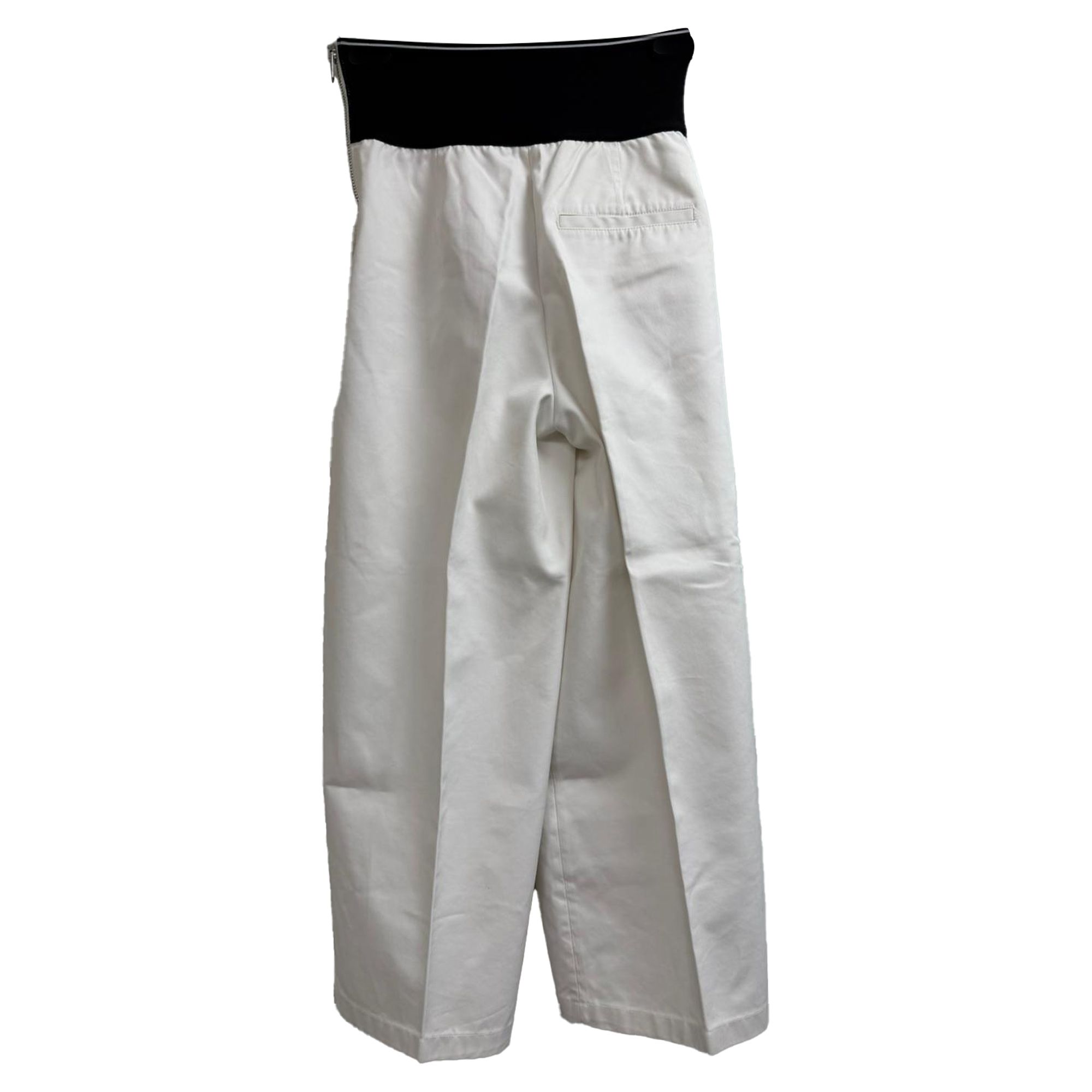 Alexander Wang Preloved Logo Waistband Trousers in White Cotton