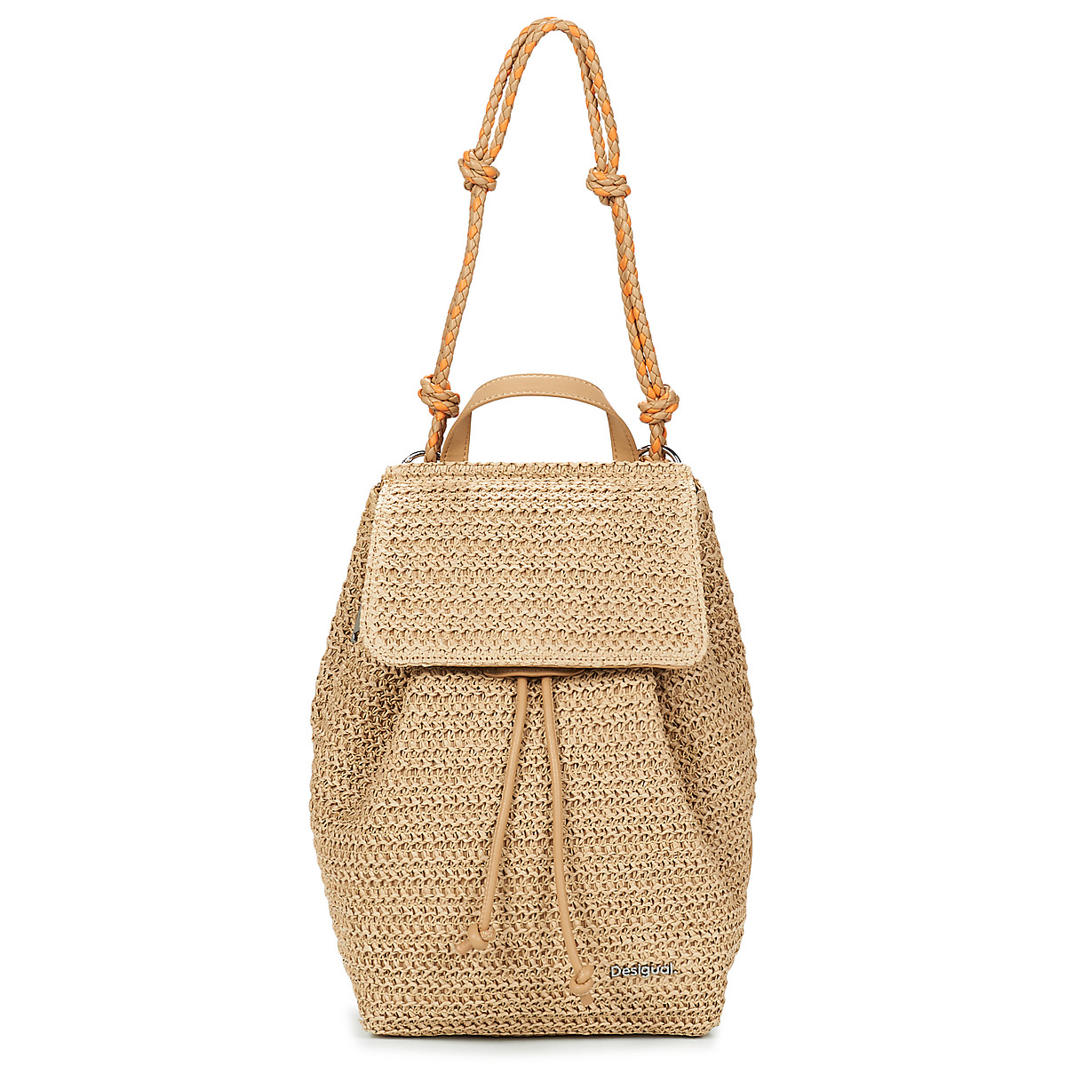 Desigual - BACKPACK HALF LOGO RAFFIA LUENA - Beige