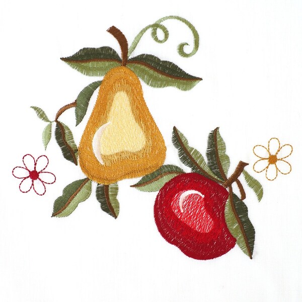 Ambrosia Embellished Tier and Swag Kitchen Curtain Set, White, 58x36 Inches