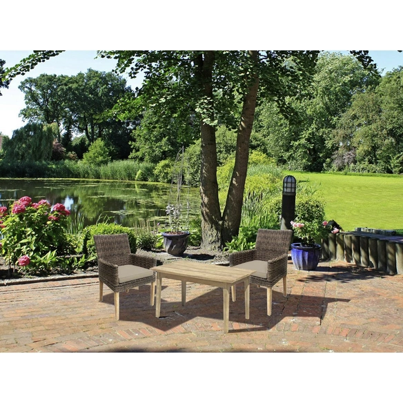 Gartenmöbelset, 2 Sitzplätze, Akazienholz/Kunststoff