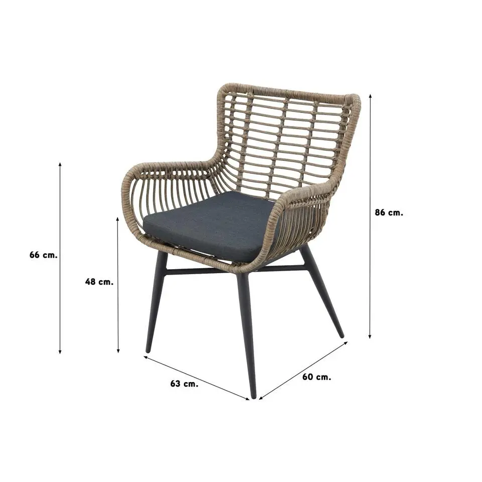 VDG Set van 6 - Jasmine dining tuinstoel - Naturel