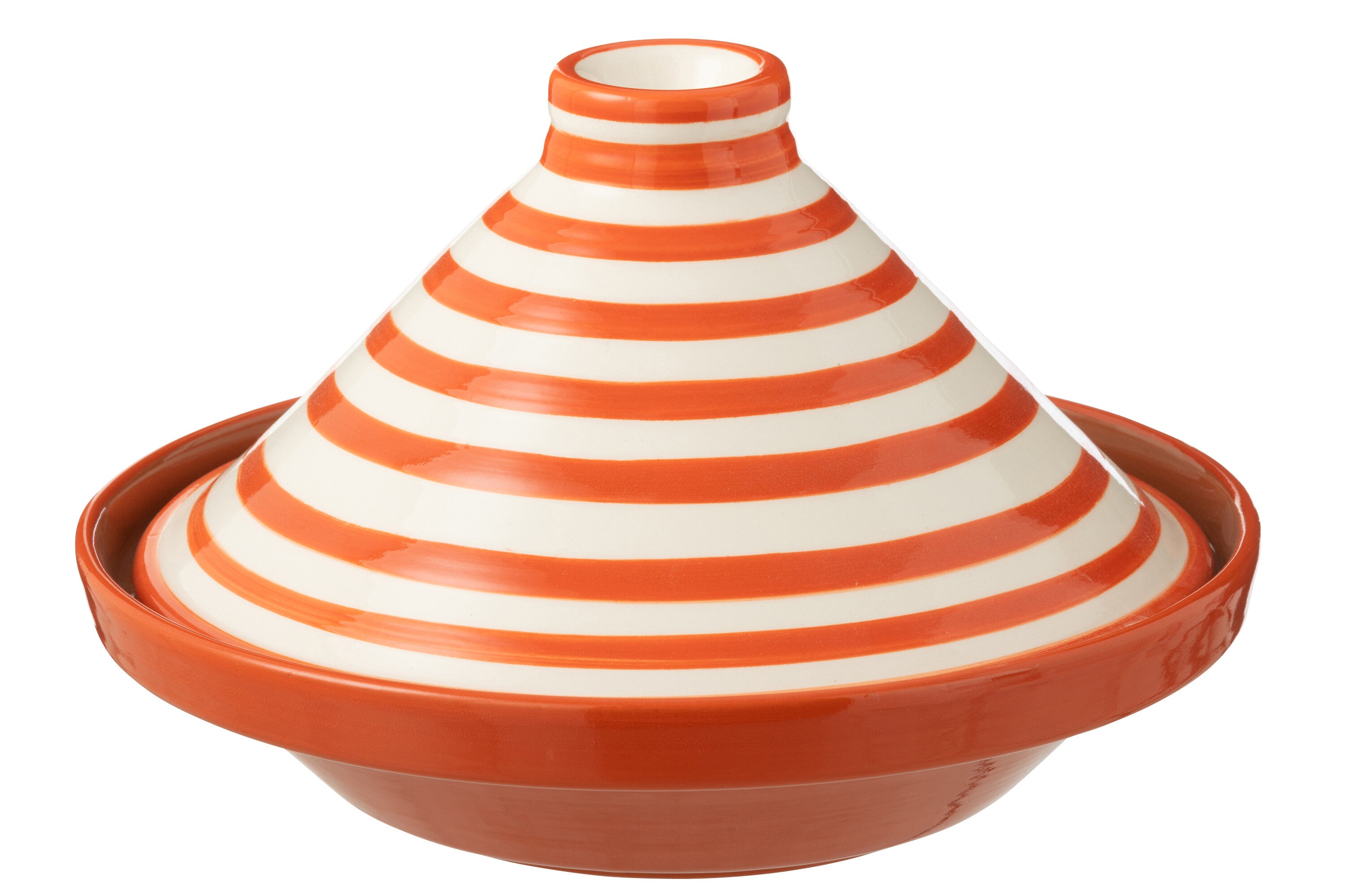 J-Line tajine Granada Stripes - keramiek - wit/oranje
