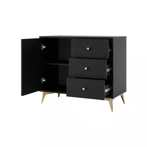 Komoda z szufladami do salonu Sakai 1 1F 3S T814 Czarny