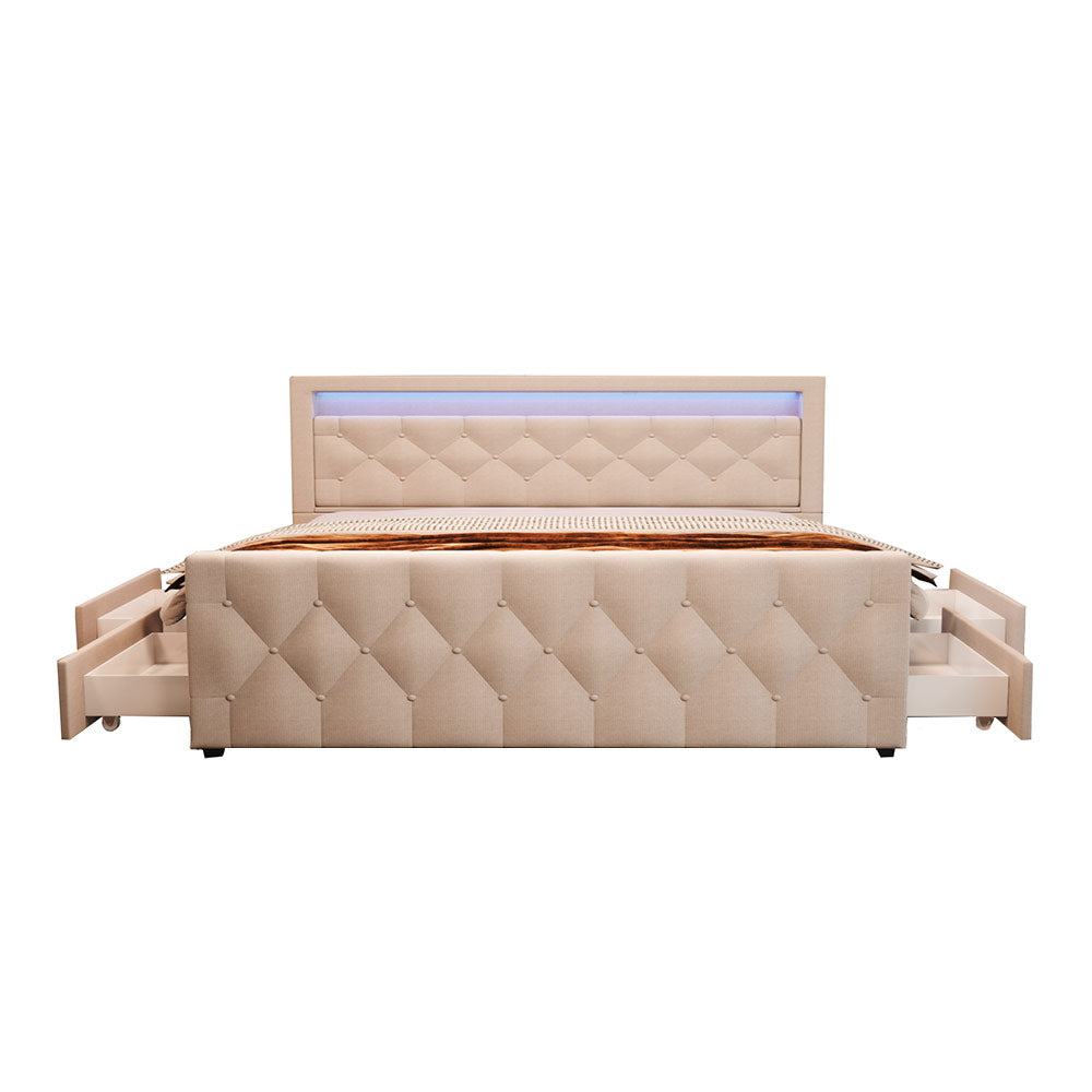 Home Deluxe Gestoffeerd Bed VELARA Beige