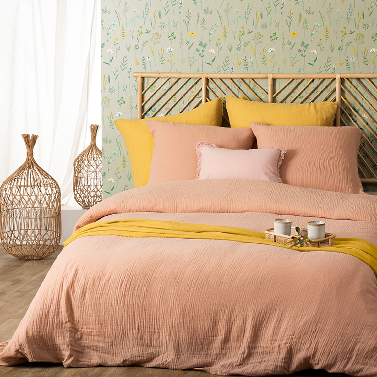 Bed linen set "Flora" Pink, 260x240 cm