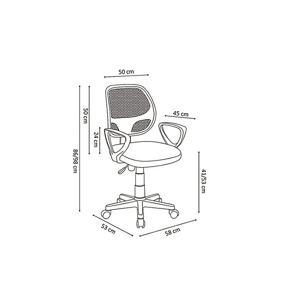 Chaise de bureau IPOLISTTissu filet noirHauteur réglable 86-98 cmStyle moderne et ergonomique