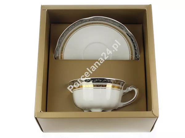 Filiżanka ze spodkiem 0,22 L / 14,5 cm (do herbaty) Ćmielów - Bolero E551 GIFT BOX