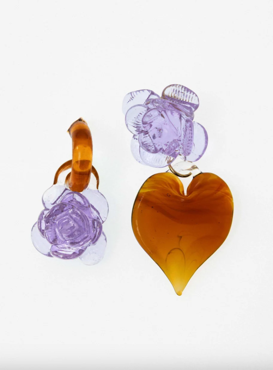 Rose Heart Earrings | Violetta/Toffee