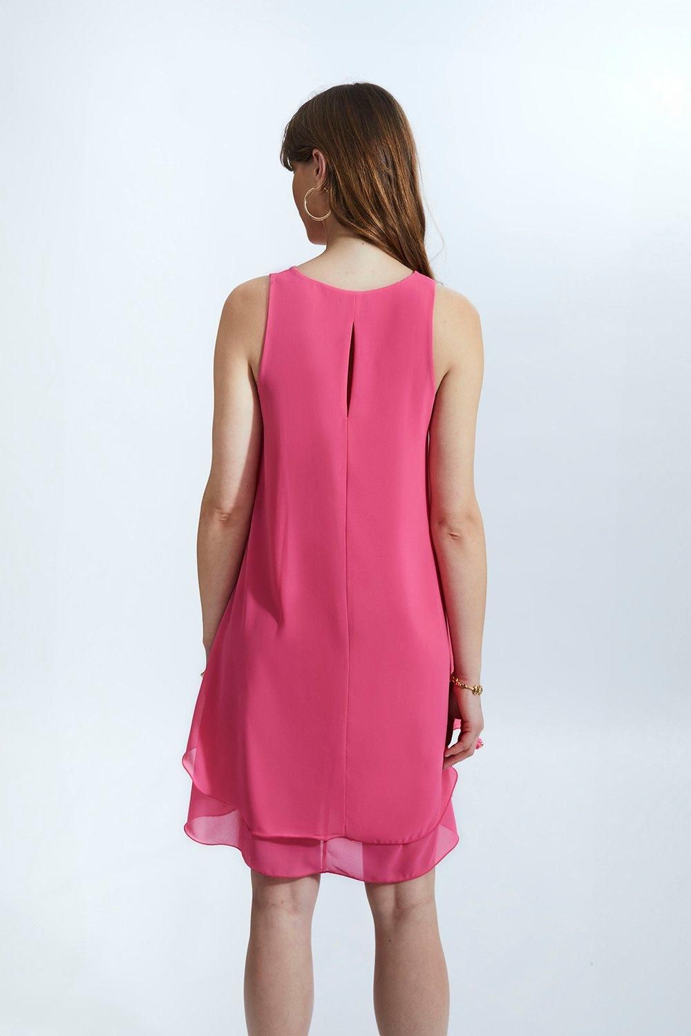 James Lakeland Sleeveless Wave Hem Dress Fuchsia
