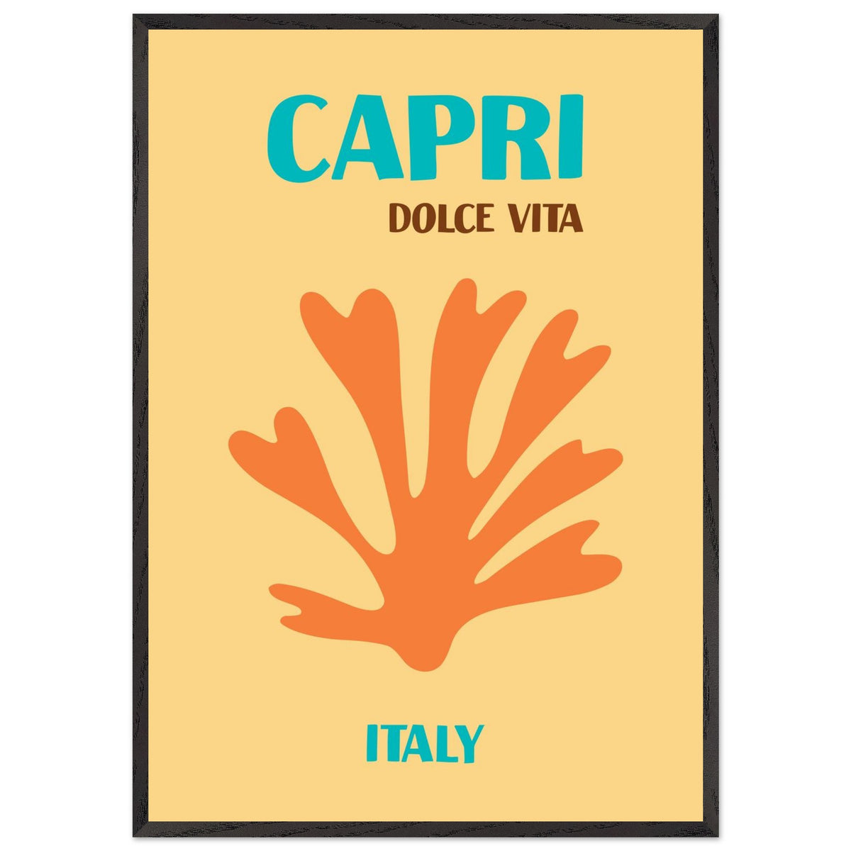 Artfulprints Poster met Lijst Italië - Capri  - 70x100 cm - Oranje