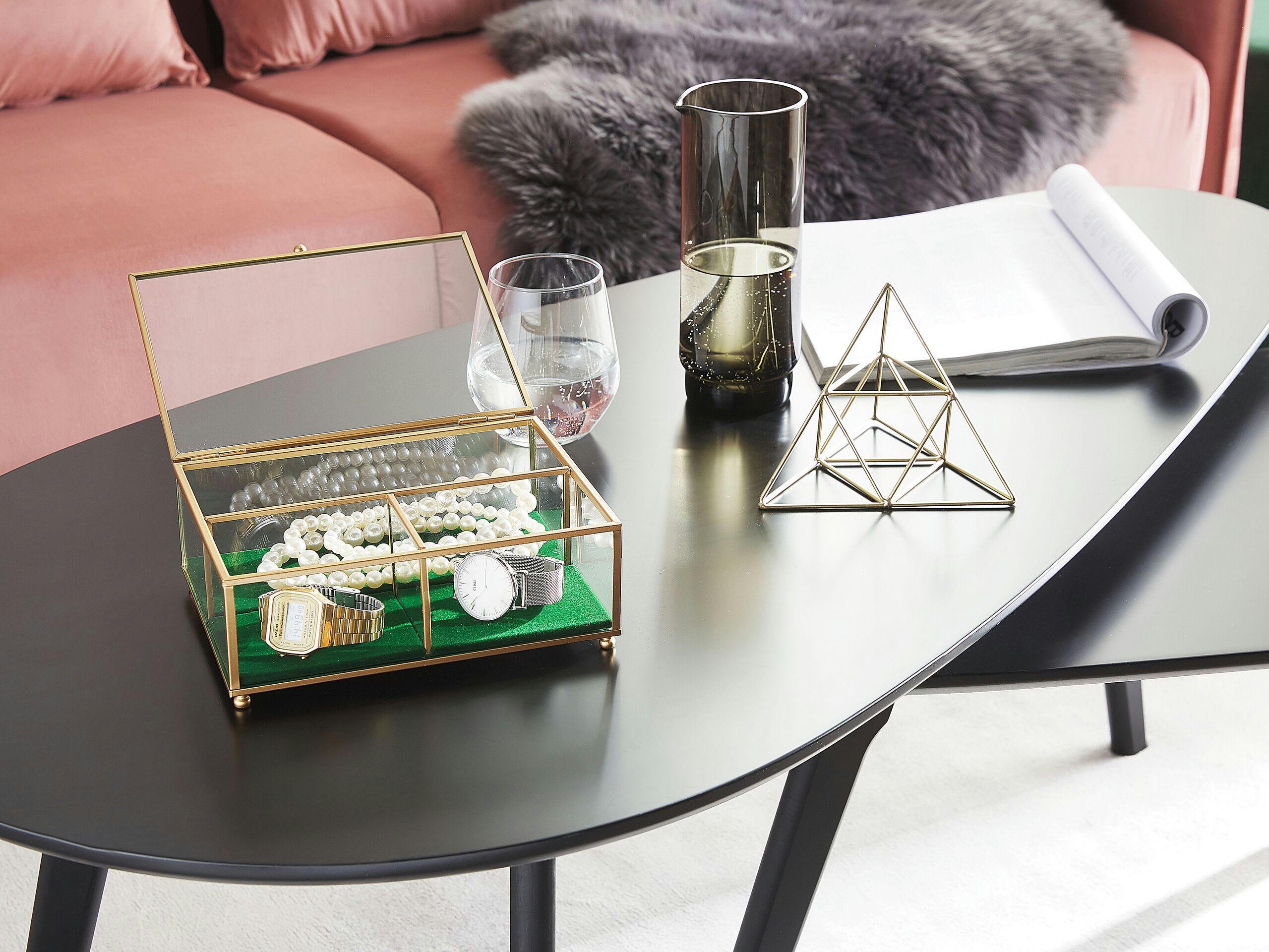 SAINTES - Boîte à bijoux en verre et doré