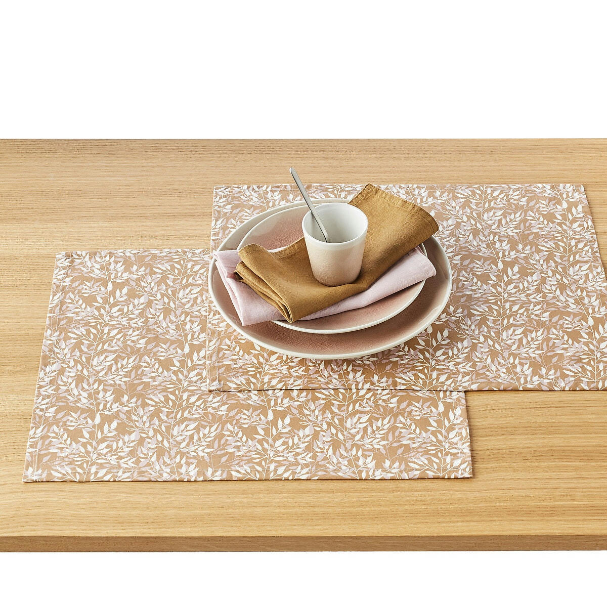 Lot de 2 sets de table coton enduit, Nara