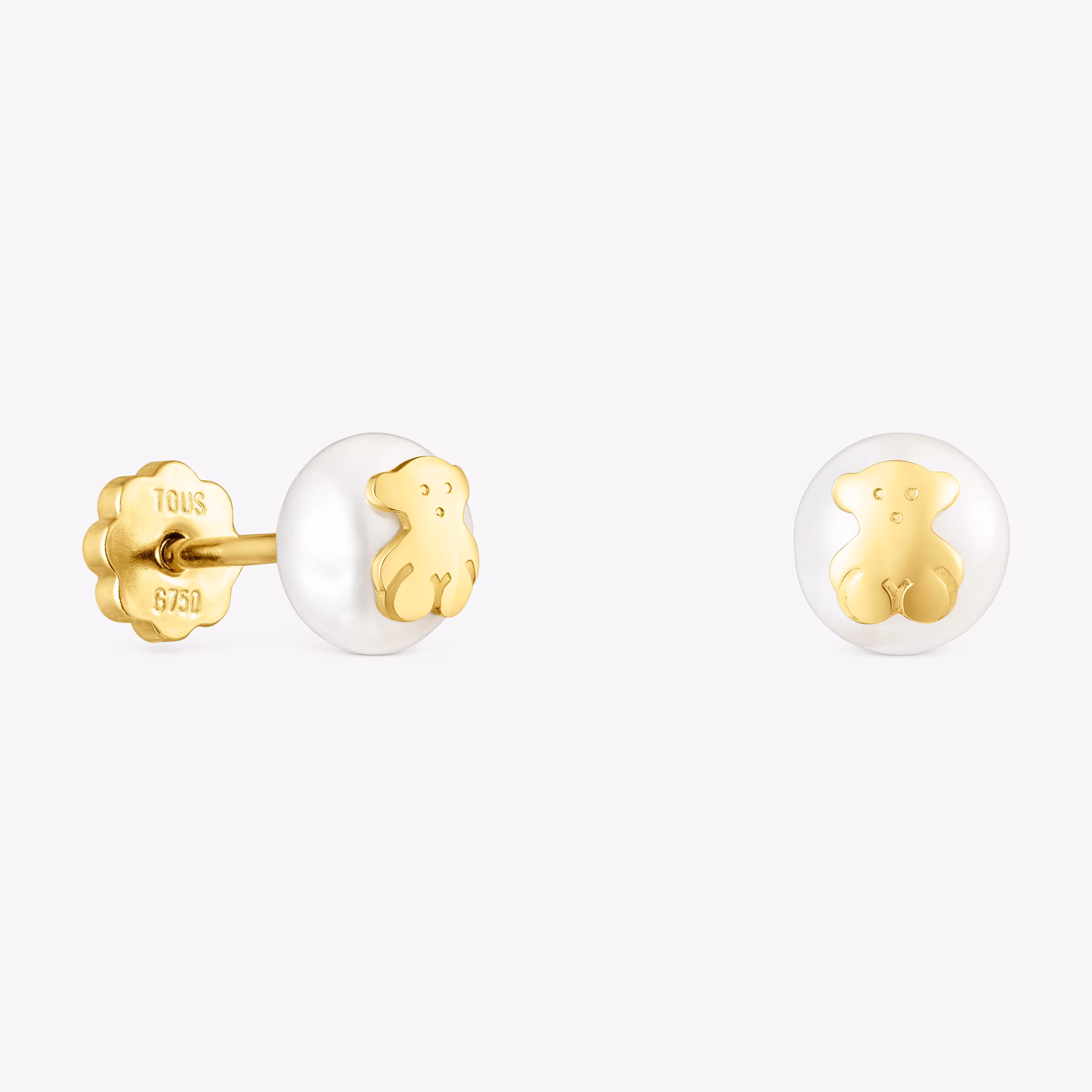 Pendientes de oro y perla motivo oso Baby TOUS