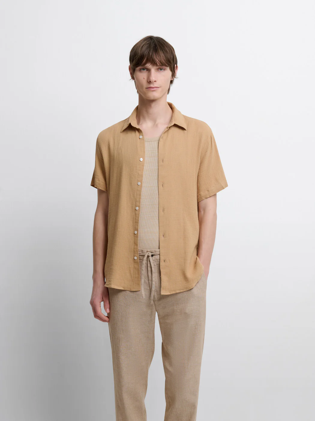 Chemise manches courtes slim rayée