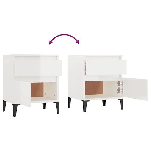 NNEVL Bedside Cabinets 2 pcs High Gloss White 40x35x50 cm