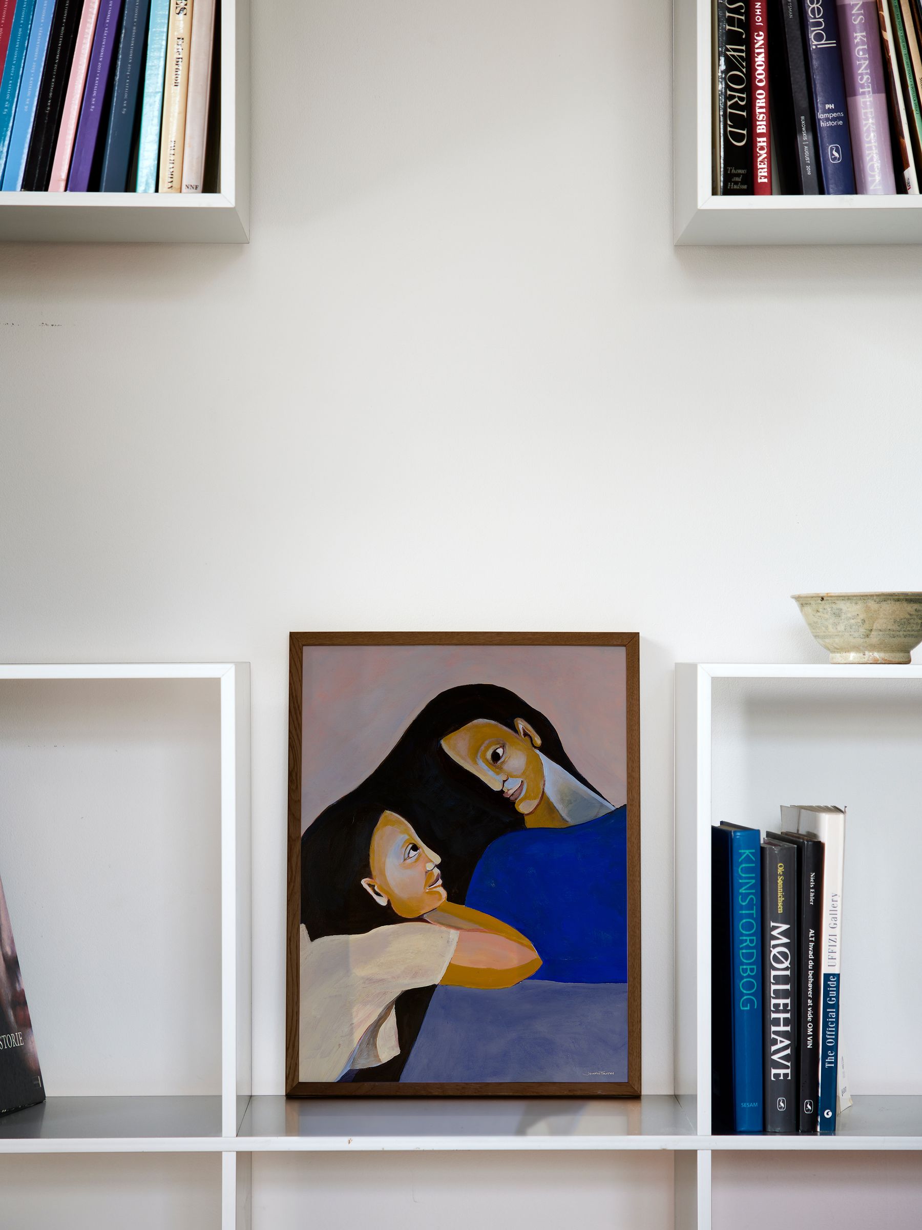 Paper Collective Blue Sisters II Framed Wall Art Print in Dark Oak Frame